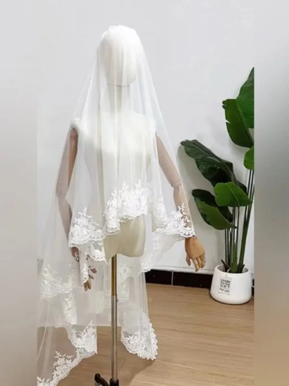 Cathedral Wedding Veil Floral Drop Lace